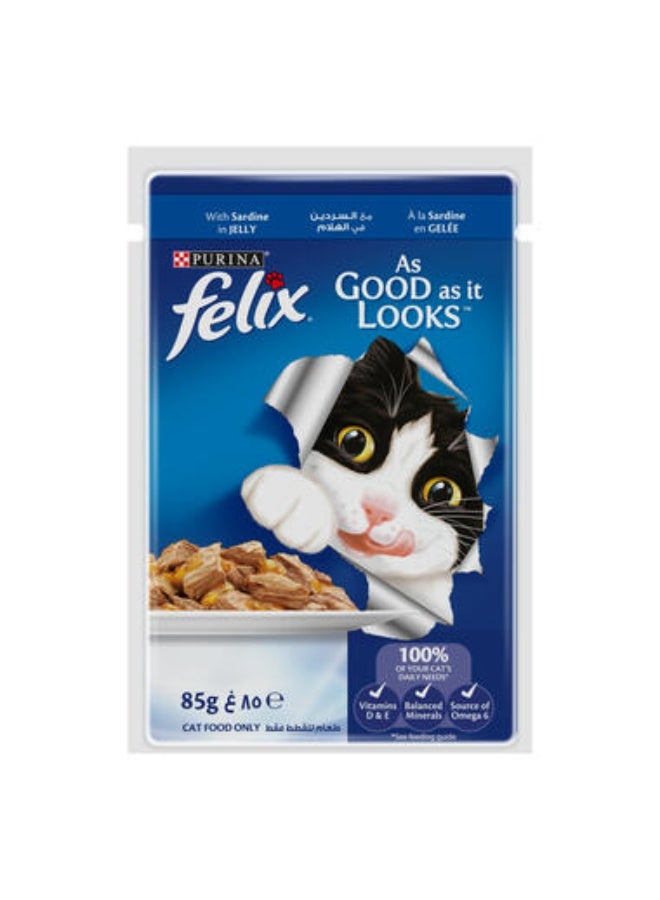 Felix Wet Cat Food with Sardine in Jelly , 85g